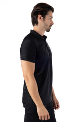 Barabas Men's Wholesale Striped Solid Color Stretch Luxury Polo Shirts 4P30 Black