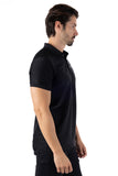 Barabas Men's Wholesale Striped Solid Color Stretch Luxury Polo Shirts 4P30 Black