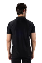 Barabas Men's Wholesale Striped Solid Color Stretch Luxury Polo Shirts 4P30 Black