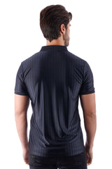 Barabas Men's Wholesale Striped Solid Color Stretch Luxury Polo Shirts 4P30 Black