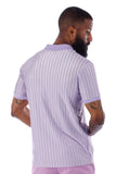 Barabas Men's Wholesale Striped Solid Color Stretch Luxury Polo Shirts 4P30 Lavender