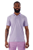 Barabas Men's Wholesale Striped Solid Color Stretch Luxury Polo Shirts 4P30 Lavender