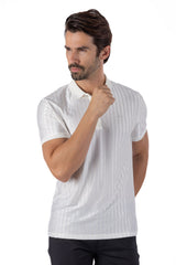 Barabas Men's Wholesale Striped Solid Color Stretch Luxury Polo Shirts 4P30 White