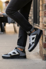 Barabas Wholesale Men's Premium Running Multicolor Leather Sneakers 4SK01 Dark Light Grey