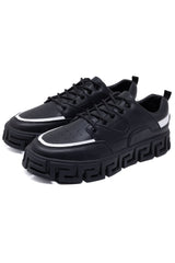 Barabas Wholesale Men's Premium Greek Key Pattern Walking Sneakers 4SK03 Black