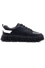 Barabas Wholesale Men's Premium Greek Key Pattern Walking Sneakers 4SK03 Black
