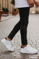 Barabas Wholesale Men's Premium Greek Key Pattern Walking Sneakers 4SK03 White