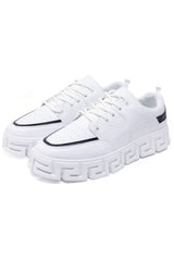 Barabas Wholesale Men's Premium Greek Key Pattern Walking Sneakers 4SK03 White