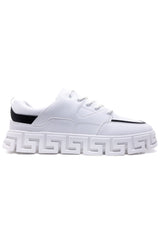Barabas Wholesale Men's Premium Greek Key Pattern Walking Sneakers 4SK03 White