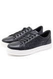 Barabas Wholesale Men's Checkered Pattern Premium Leather Sneakers 4SK04 Black