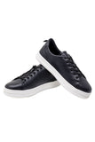 Barabas Wholesale Men's Checkered Pattern Premium Leather Sneakers 4SK04 Black