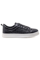 Barabas Wholesale Men's Checkered Pattern Premium Leather Sneakers 4SK04 Black