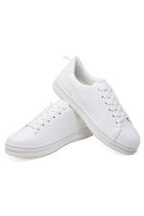 Barabas Wholesale Men's Checkered Pattern Premium Leather Sneakers 4SK04 White