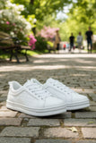Barabas Wholesale Men's Checkered Pattern Premium Leather Sneakers 4SK04 White
