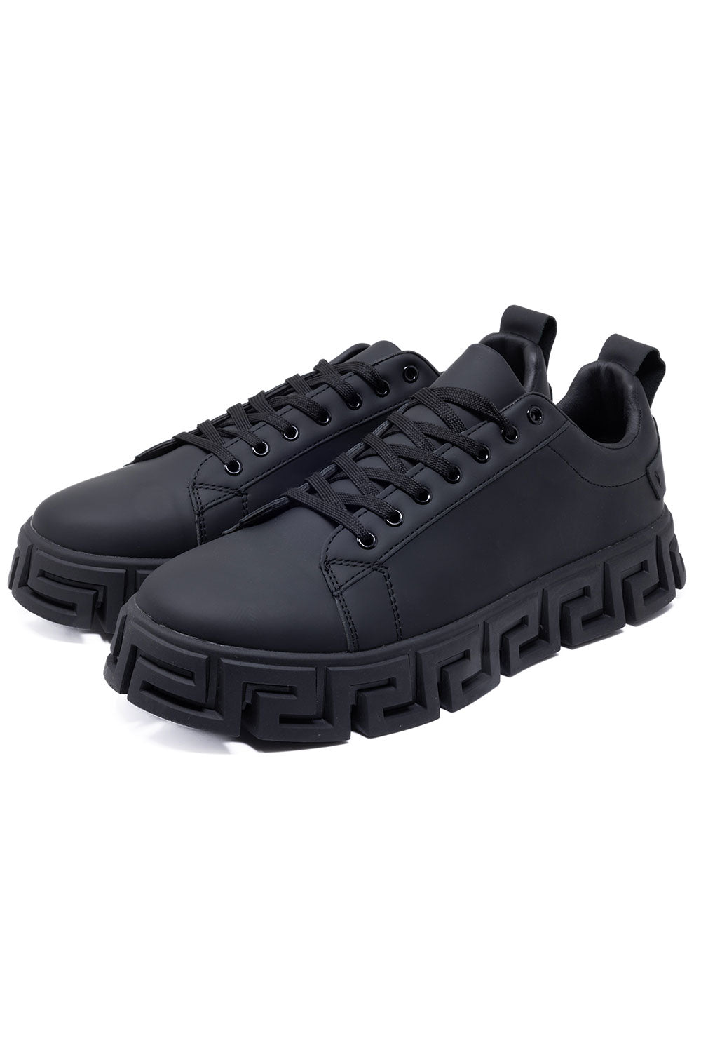 Barabas Wholesale Men's Premium Greek Key Pattern Sole Sneakers 4SK06 Black