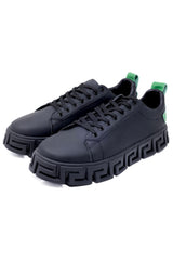 Barabas Wholesale Men's Premium Greek Key Pattern Sole Sneakers 4SK06 Black Green