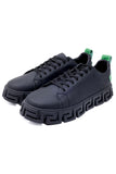 Barabas Wholesale Men's Premium Greek Key Pattern Sole Sneakers 4SK06 Black Green