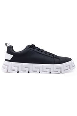 Barabas Wholesale Men's Premium Greek Key Pattern Sole Sneakers 4SK06 Black White