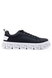 Barabas Wholesale Men's Premium Greek Key Pattern Sole Sneakers 4SK06 Black White