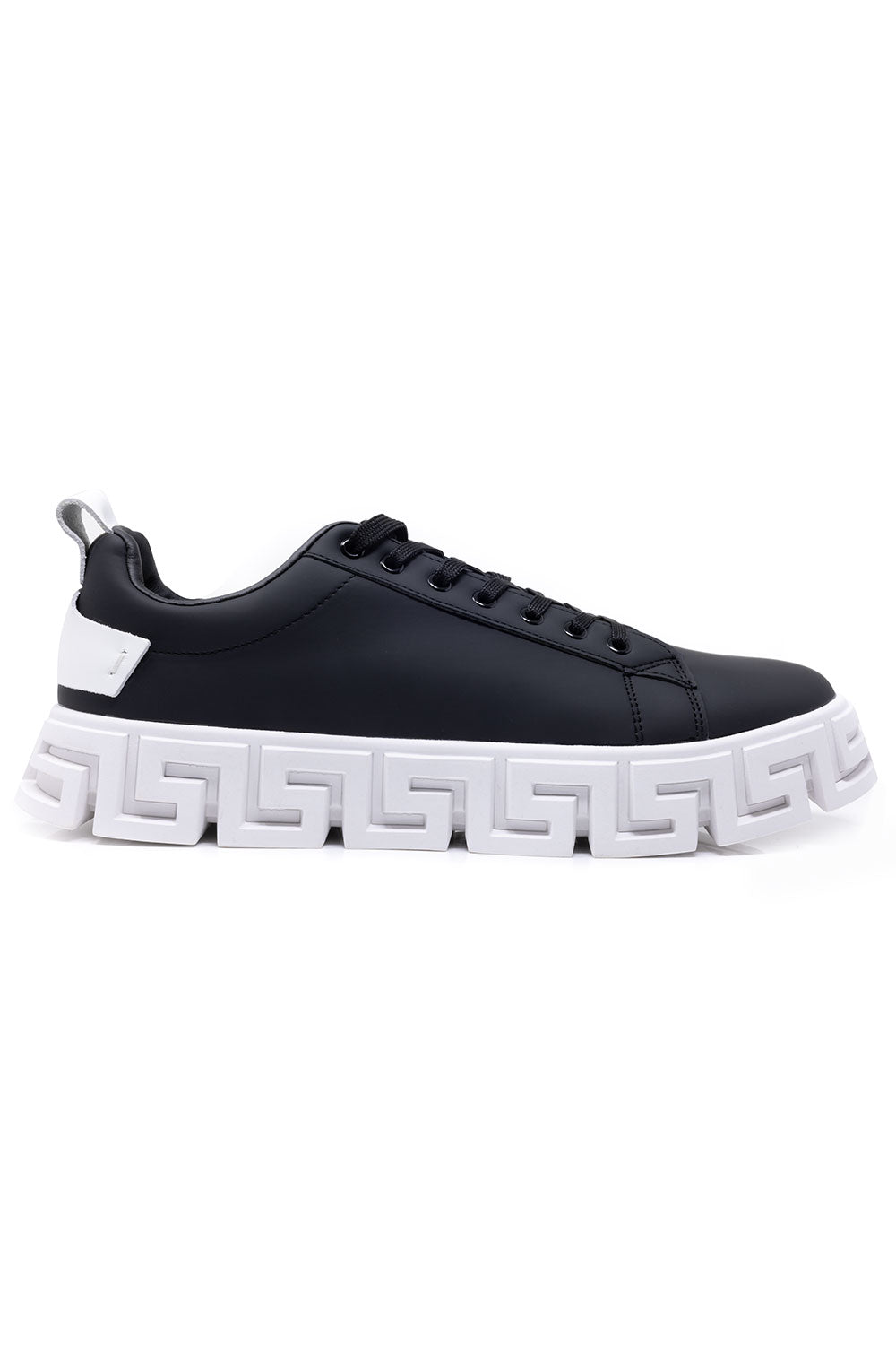 Barabas Wholesale Men's Premium Greek Key Pattern Sole Sneakers 4SK06 Black White