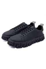 Barabas Wholesale Men's Premium Greek Key Pattern Sole Sneakers 4SK06 Black Silver