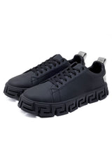 Barabas Wholesale Men's Premium Greek Key Pattern Sole Sneakers 4SK06 Black Silver