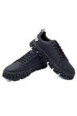 Barabas Wholesale Men's Premium Greek Key Pattern Sole Sneakers 4SK06 Black Silver