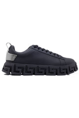 Barabas Wholesale Men's Premium Greek Key Pattern Sole Sneakers 4SK06 Black Silver