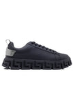 Barabas Wholesale Men's Premium Greek Key Pattern Sole Sneakers 4SK06 Black Silver