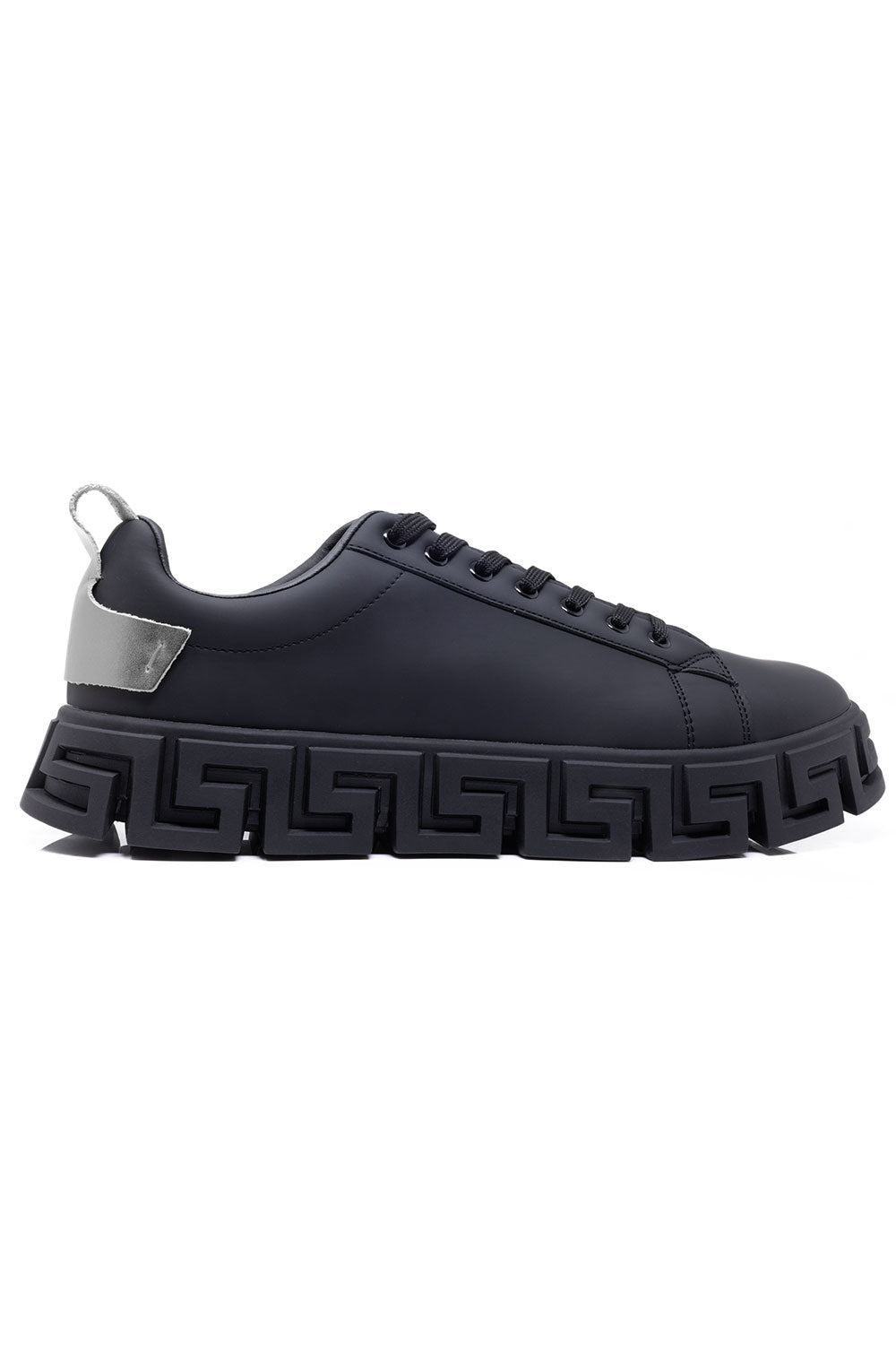 Barabas Wholesale Men's Premium Greek Key Pattern Sole Sneakers 4SK06 Black Silver