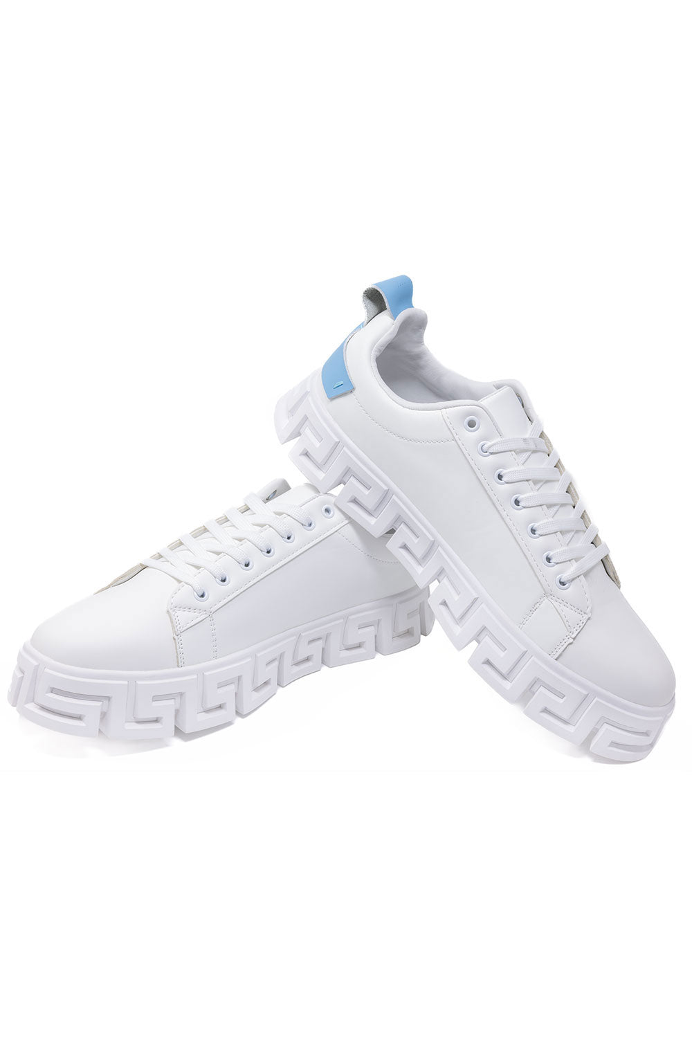 Barabas Wholesale Men's Greek Key Sole Pattern Premium Sneakers 4SK06 White
