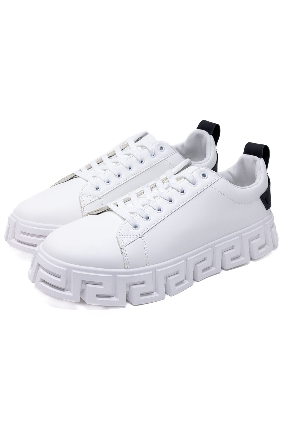 Barabas Wholesale Men's Greek Key Sole Pattern Premium Sneakers 4SK06 White