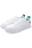 Barabas Men's Wholesale  Greek Key Sole Pattern Premium Sneakers 4SK06 White Green