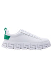 Barabas Men's Wholesale  Greek Key Sole Pattern Premium Sneakers 4SK06 White green