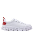 Barabas Wholesale Men's Greek Key Sole Pattern Premium Sneakers 4SK06 White Red