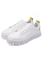 Barabas Wholesale Men's Greek Key Sole Pattern Premium Sneakers 4SK06 White Red