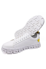 Barabas Wholesale Men's Greek Key Sole Pattern Premium Sneakers 4SK06 White gold