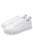 Barabas Wholesale Men's Greek Key Sole Pattern Premium Sneakers 4SK06 White Silver