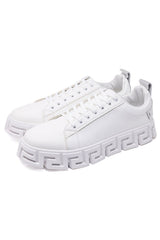 Barabas Wholesale Men's Greek Key Sole Pattern Premium Sneakers 4SK06 White Silver