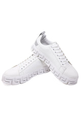 Barabas Wholesale Men's Greek Key Sole Pattern Premium Sneakers 4SK06 White Silver
