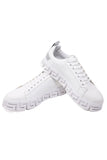 Barabas Men's Wholesale  Greek Key Sole Pattern Premium Sneakers 4SK06 White Silver