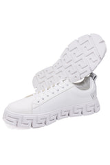 Barabas Wholesale Men's Greek Key Sole Pattern Premium Sneakers 4SK06 White Silver