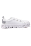 Barabas Wholesale Men's Greek Key Sole Pattern Premium Sneakers 4SK06 White Silver