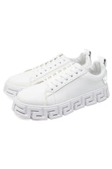 Barabas Wholesale Men's Greek Key Sole Pattern Premium Sneakers 4SK06 White