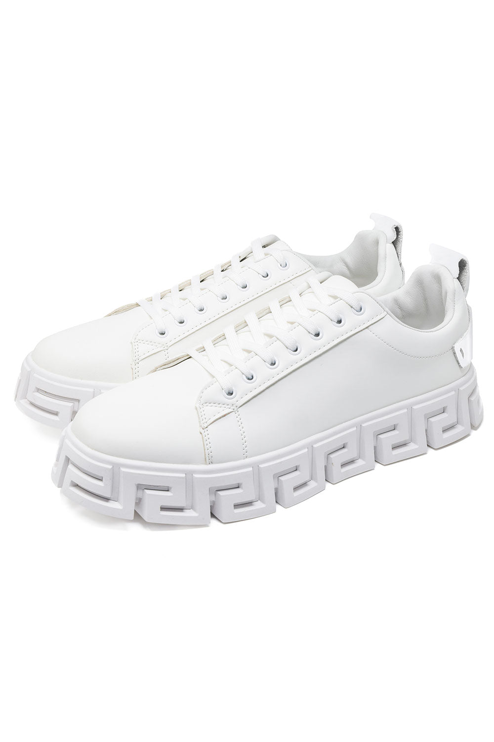Barabas Wholesale Men's Greek Key Sole Pattern Premium Sneakers 4SK06 White