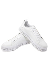 Barabas Wholesale Men's Greek Key Sole Pattern Premium Sneakers 4SK06 White