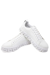 Barabas Wholesale Men's Greek Key Sole Pattern Premium Sneakers 4SK06 White