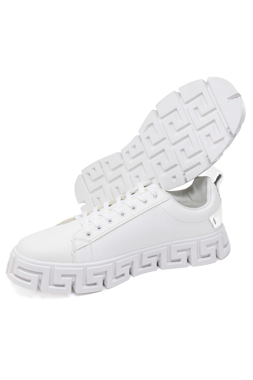 Barabas Wholesale Men's Greek Key Sole Pattern Premium Sneakers 4SK06 White