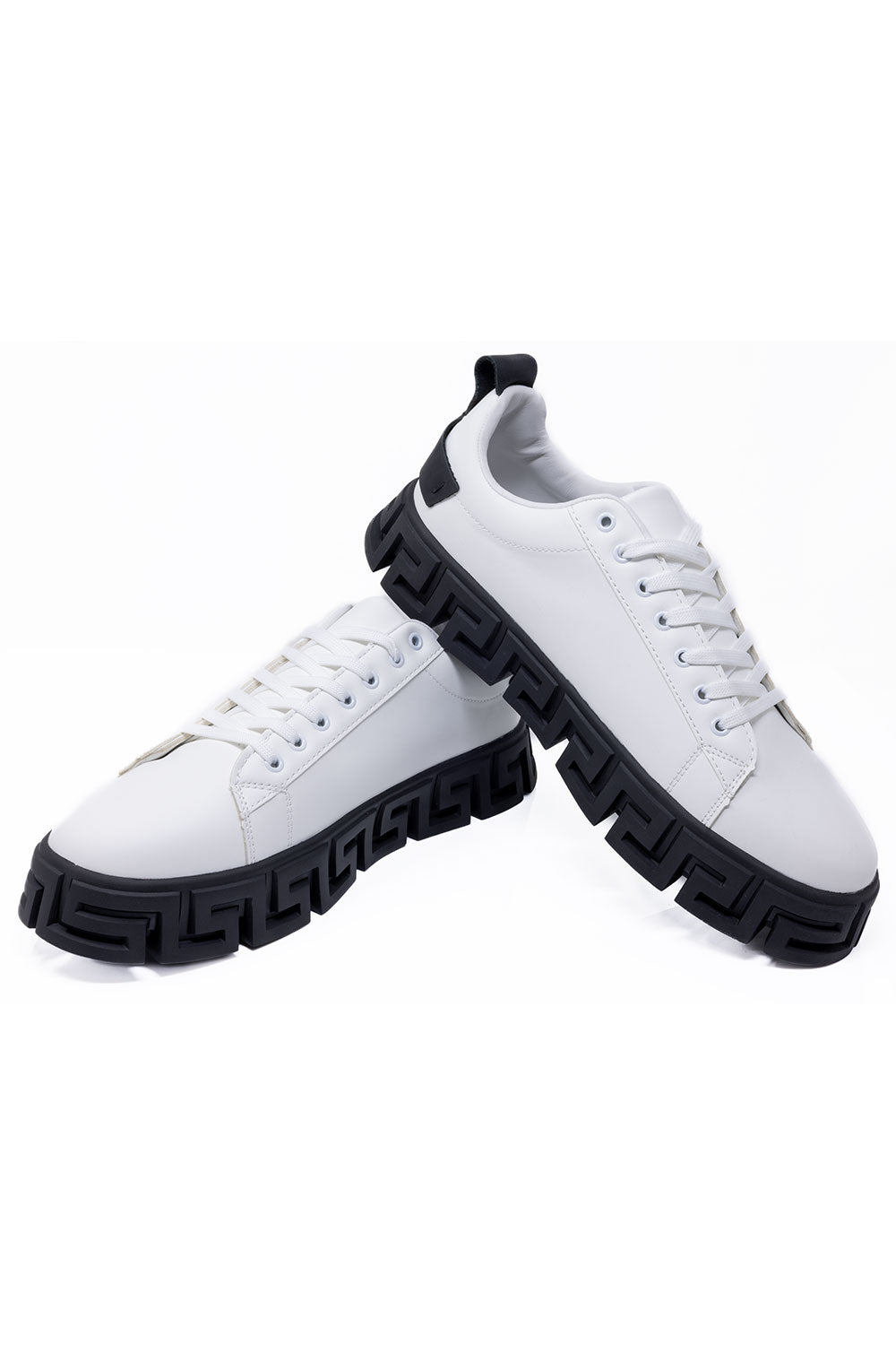 Barabas Wholesale Men's Greek Key Sole Pattern Premium Sneakers 4SK06 White Black