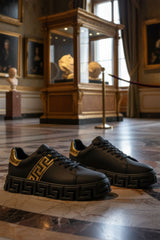 Barabas Wholesale Men's Greek Key Sole Pattern Premium Sneakers 4SK07 Black